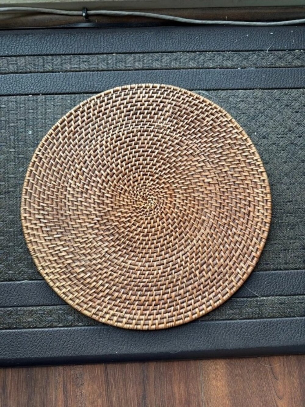 Pottery Barn Tava Handwoven Rattan Round Placemat Single Wicker Charger